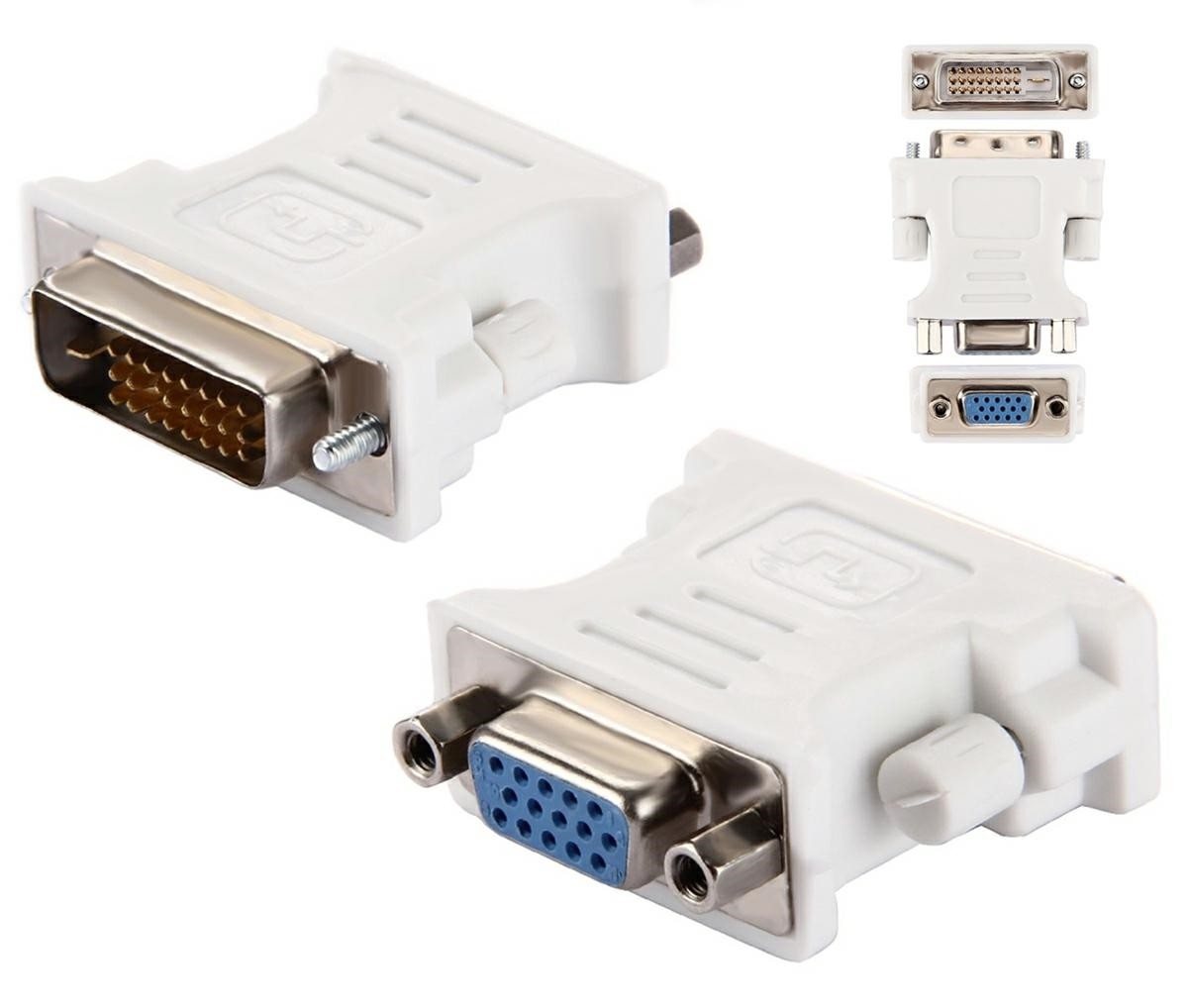 Adaptor VGA tata, mufa DVI:24+1 pini, plastic, alb image1